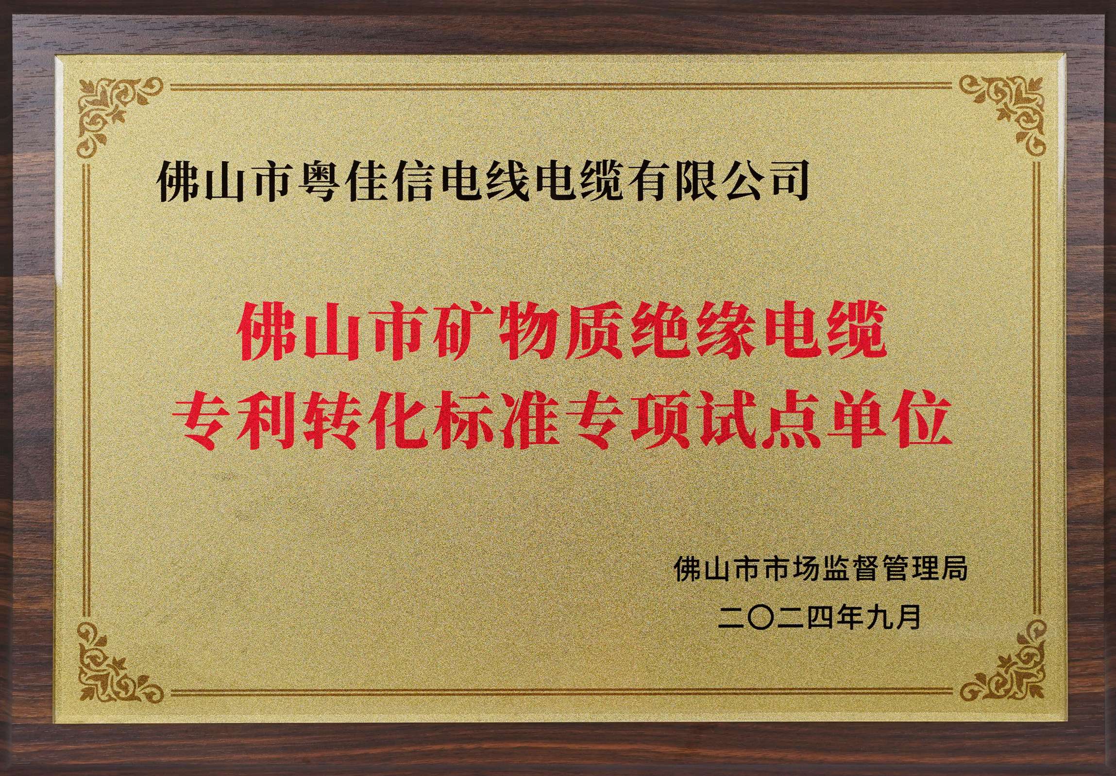 佛山市礦物質(zhì)絕緣電纜專利轉(zhuǎn)化標(biāo)準(zhǔn)專項試點單位(1) 佛山市礦物質(zhì)絕緣電纜專利轉(zhuǎn)化標(biāo)準(zhǔn)專項試點單位(1)